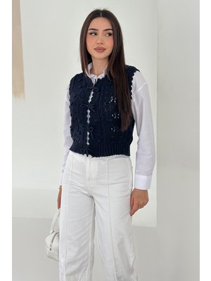 Noa Noa Kadın Ponponlu Bağlamalı Triko Süveter – Dokulu & Romantik Stil