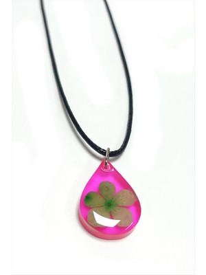 Zero Land Snmswrld Kartopu Çiçeği Damla Epoksi Kolye-Pembe