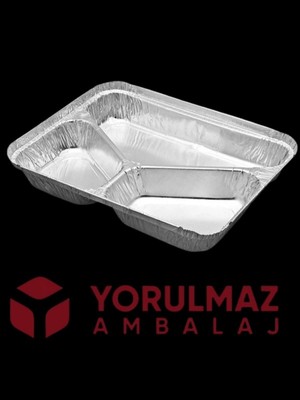 Yorulmaz Ambalaj Kullan At 3 Gözlü Kapaklı Alüminyum Kase – Ev ve Paket Servis Için – 24 Adet