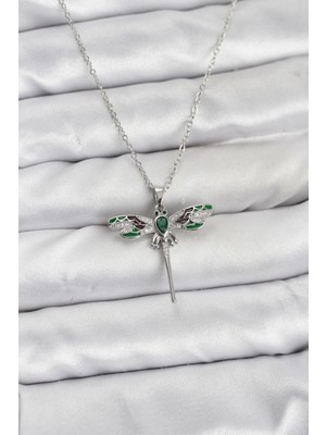 Vice Avm 316L Çelik Zincir Gümüş Renk Yusufçuk Model Zirkon Taşlı Kadın Kolye  TG-VİCE10832 Tg-V 12802