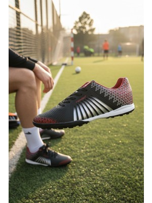 Enoch Profesyonel Vektörel Desenli ve Şerit Detaylı Halı Saha Ayakkabısı
