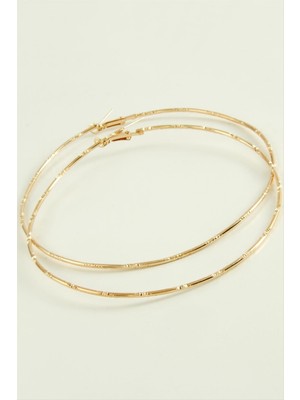 Zero Land Snmswrld Çizgili Metal Halka Küpe 8-9-10 Cm-9 cm