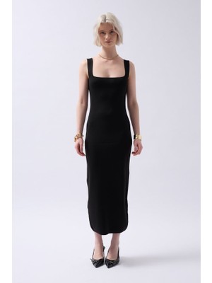 Etiler Collection Kalın Askılı Midi Elbise