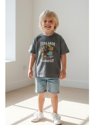 Monila Erkek Çocuk Pamuklu Bisiklet Yaka Baskılı T-Shirt