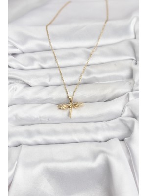 Vice Avm 316L Çelik Zincir Gold Renk Yusufçuk Model Zirkon Taşlı Kadın Kolye  TG-VİCE10887 TG-V 12857