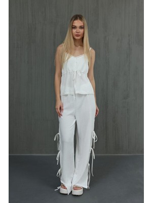 Etiler Collection Fiyonklu Bluz Takım - Beyaz