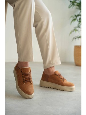 Zapatos KB-X516 Erkek Günlük Bağcıklı Süet Spor Sneaker Ayakkabı Skt - Taba