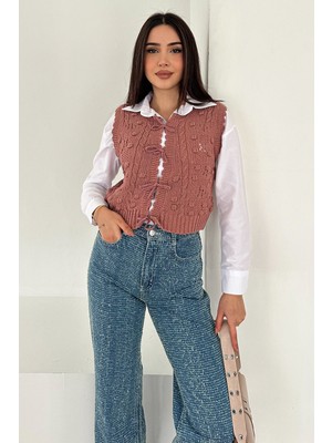 Noa Noa Kadın Ponponlu Bağlamalı Triko Süveter – Dokulu & Romantik Stil
