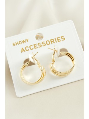 Zero Land Snmswrld 3 Sıra Trend Halka Küpe-Gümüş Rengi