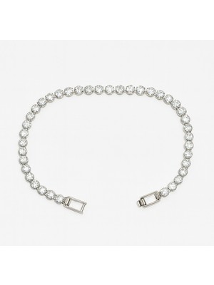 Tuqos Kadın Gümüş Renk Taşlı Çelik Suyolu Bileklik