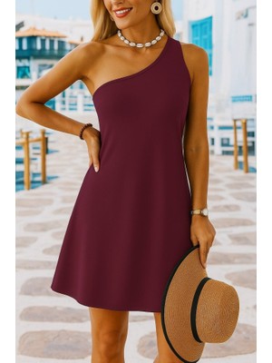 Etiler Collection Kadın Tek Omuz Askılı Krep Mini Elbise