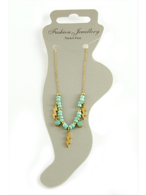 Zero Land Snmswrld Şimşek Boncuk Lüks Çelik Halhal-Sarı