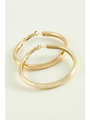 Zero Land Snmswrld Noktalı Boru Halka Küpe 3,5 Cm-Sarı