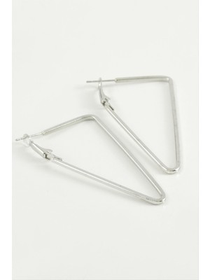 Zero Land Snmswrld Üçgen Halka Küpe 7 Cm-Gümüş Rengi