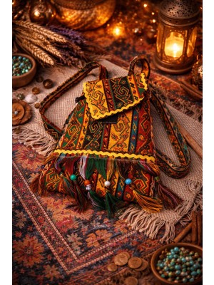 Seymen Bıçakçılık Küçük Boy Yöresel Desenli El Dokuması Otantik Çanta – Etnik Bohem El Yapımı Çanta