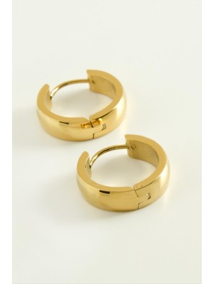 Zero Land Snmswrld Lüks Çelik Küpe 1,8 Cm-Sarı