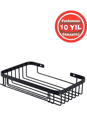 Banyom Home Clk Paslanmaz Çelik SUS304 Kalite Taci 1'li Şampuanlık Banyo Rafı Mat Siyah Renk