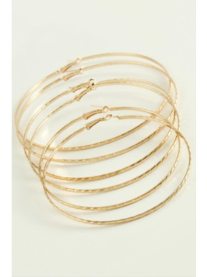 Zero Land Snmswrld Burgulu Metal Halka Küpe 6 Adet-Sarı