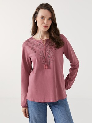 Lc Waikiki Yeni Sezon Bağlamalı Yaka Desenli Kadın Bluz