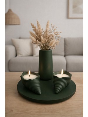 Dekoratif Istiridye Mumluklu Vazo Set Hediyelik Aksesuar Ev Yaşam