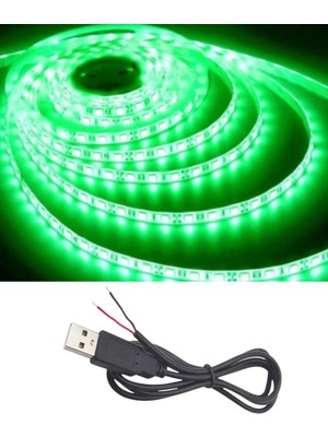 Powerr Led Aydınlatma 5 Metre 5 Volt 2835 Smd Yeşil Iç Mekan 60 Ledli Şerit USB Li Siyah Güç Kablosu Set