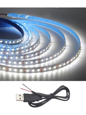 Powerr Led Aydınlatma 5 Metre 5 Volt 2835 Smd 6500 K Beyaz Iç Mekan 60 Ledli Şerit USB Li Siyah Güç Kablosu Set