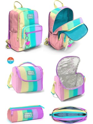 Coral High Renkli Çizgili Desenli 3’lü Okul Çanta Seti SET0123630