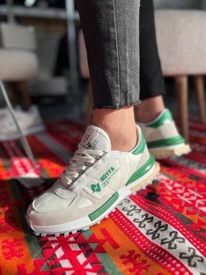 Zapatos Kb-N1 Erkek Günlük Bağcıklı Süet Paraşüt Kumaş Spor Sneaker Ayakkabı Spkbt - Beyaz/yeşil