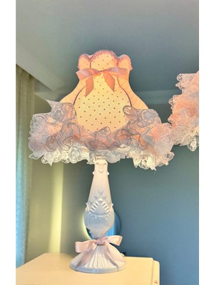 Lulu Avizem Patentli Puantiye Pembe Modern Bebek Çocuk Genç Yatak Odası Abajur Trend Moda