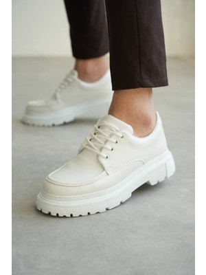 Zapatos Kb-X6 Erkek Günlük Bağcıklı Cilt Klasik Ayakkabı Cbt - Beyaz