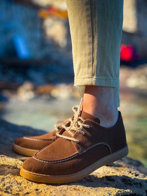 Zapatos Kb-X5 Erkek Günlük Bağcıklı Süet Klasik Ayakkabı Stt - Kahverengi