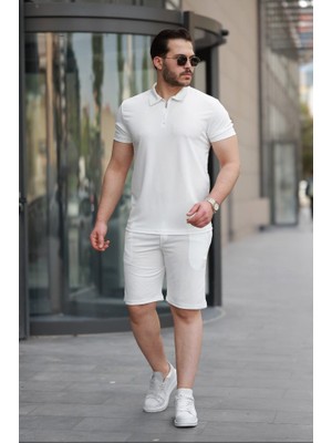 Etiler Collection Erkek Yakalı Fermuarlı T-Shirt Şort Ikili Takım