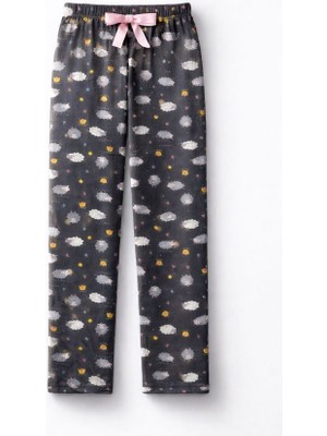 Kadın Kuzu Desenli Pijama Altı – Yumuşak Dokulu, Sıcak Tutan Kışlık Ev Giyim