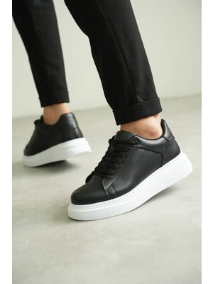 Zapatos Kb-B2 Erkek Günlük Bağcıklı Cilt Spor Sneaker Ayakkabı Cbt - Siyah