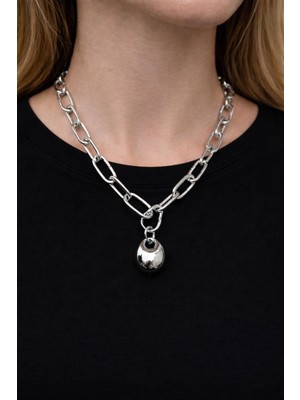 Huma Butik Takı Aksesuar Silver Kalın Zincir Çelik Kolye
