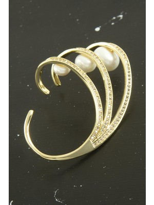 Zero Land Snmswrld Xuping Inci Zirkon Taşlı Lüks Çelik Kıkırdak Küpe 1 Adet-Sarı