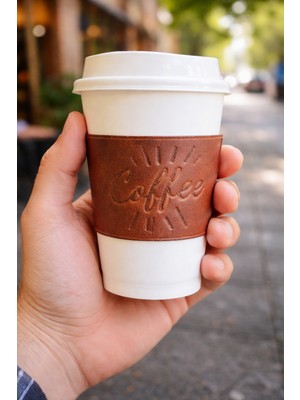 Oh Deer Leather – Hakiki Deri Kahve Bardak Kılıfı | Frisco Deri| Coffe Sleeve