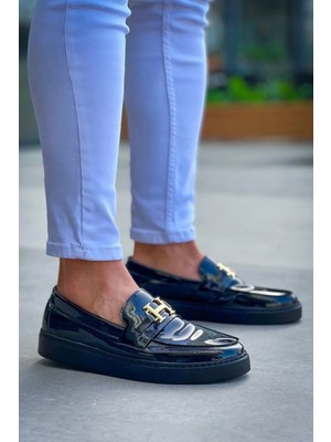 Zengezur Mall Snmswrld KB-027  Kuback  Bağcıksız Kömür Rugan H Günlük Erkek Ayakkabı Siyah (Numara: 40)