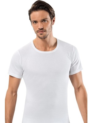 Erdem Erkek Beyaz O Yaka Kısa Kollu %100 Pamuklu Ribana 6'lı Paket Tişört Atlet 1180