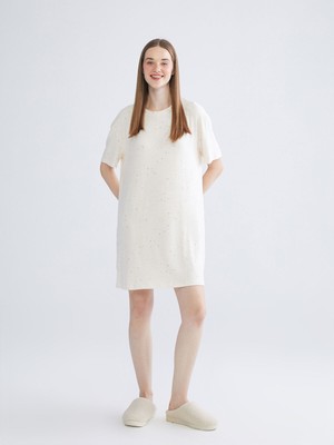 Lc Waikiki Yeni Sezon Bisiklet Yaka Baskılı Kadın Gecelik