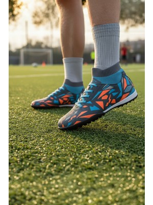 Enoch Profesyonel Bilek Destekli ve Geometrik Mozaik Desenli Halı Saha Ayakkabısı