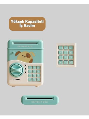 Sepetink Çocuklar Için Su Yeşili Atm Kasa Tasarımlı Şifreli Kumbara