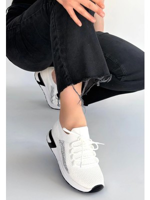 LTG Nova Belan Beyaz Triko Bağcıklı Spor Ayakkabı