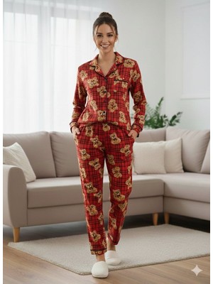 Boston Ekose Ayıcık Desenli Pijama Takımı
