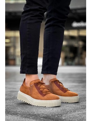 Zengezur Mall Snmswrld KB-X502  Kuback Taba Süet Yüksek Bej Taban Bağcık Detaylı Lastikli Günlük Erkek Ayakkabı (Numara: 42)