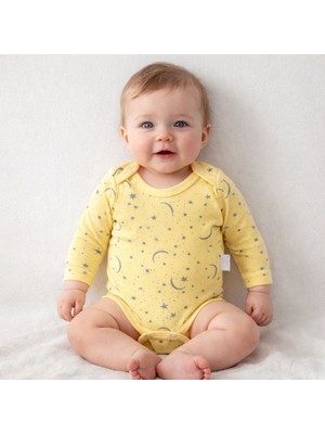 Bebek Uzun Kollu Body Zıbın | Desenli Pamuklu Çıtçıtlı – Sarı