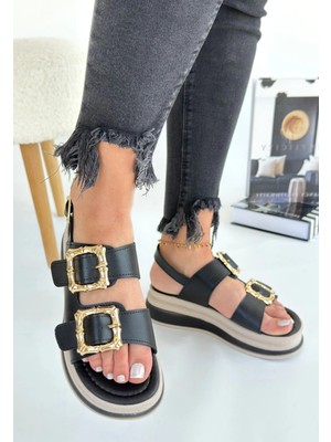 Zengezur Mall Snmswrld Stan Siyah Cilt Sandalet (Numara: 40)