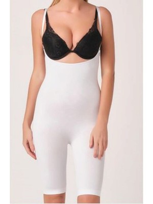 Sistina Snmswrld Beyaz Kadın Paçalı Boy Dikişsiz Korse - 751 - Beden Xl