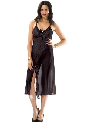 Sistina Snmswrld Siyah Şifon Gecelik - 209 - Beden L/xl