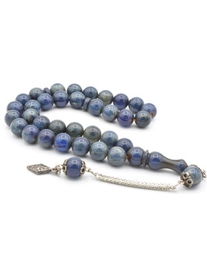 Murty99 Gümüş Kaplamalı Küre Kesim Hareli Lacivert Katalin Tesbih